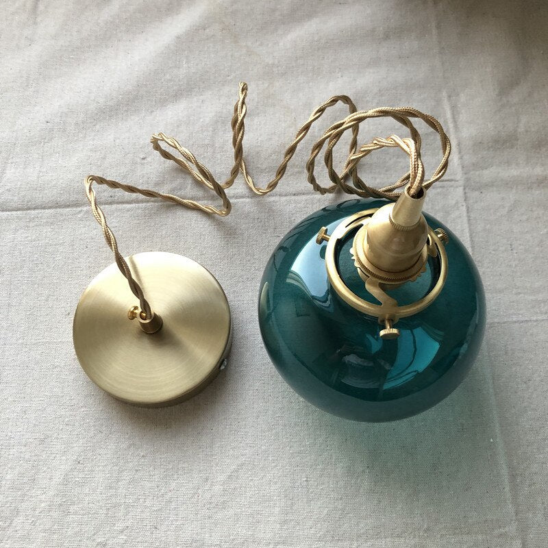 Mitsue – Japanische Retro Messing-Glas Pendelleuchte