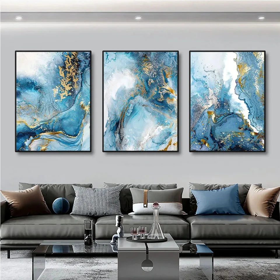 Finn – Blaue Marmor Leinwand