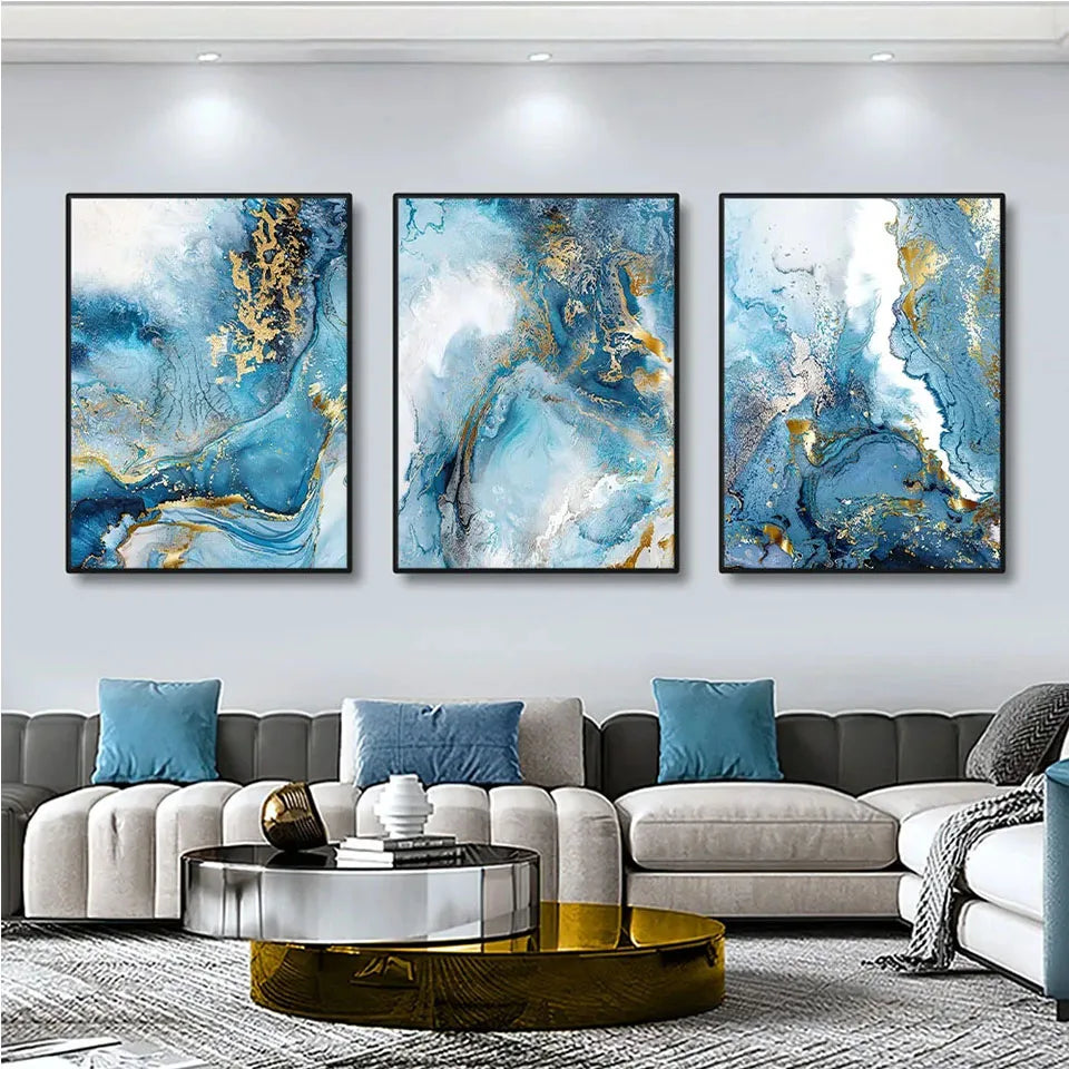 Finn – Blaue Marmor Leinwand
