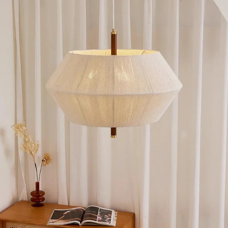 Suki – Retro Holzstoff Schlafzimmer-Pendelleuchte