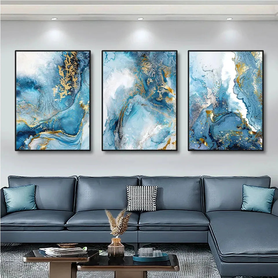 Finn – Blaue Marmor Leinwand