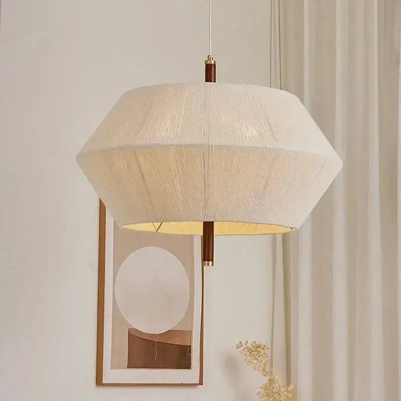 Suki – Retro Holzstoff Schlafzimmer-Pendelleuchte