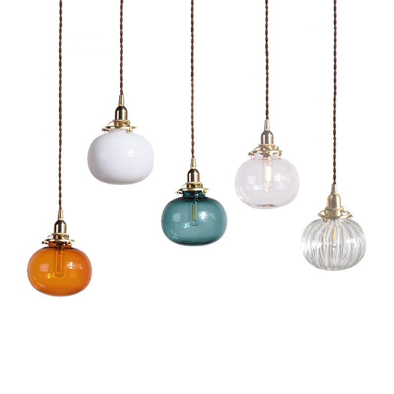 Mitsue – Japanische Retro Messing-Glas Pendelleuchte