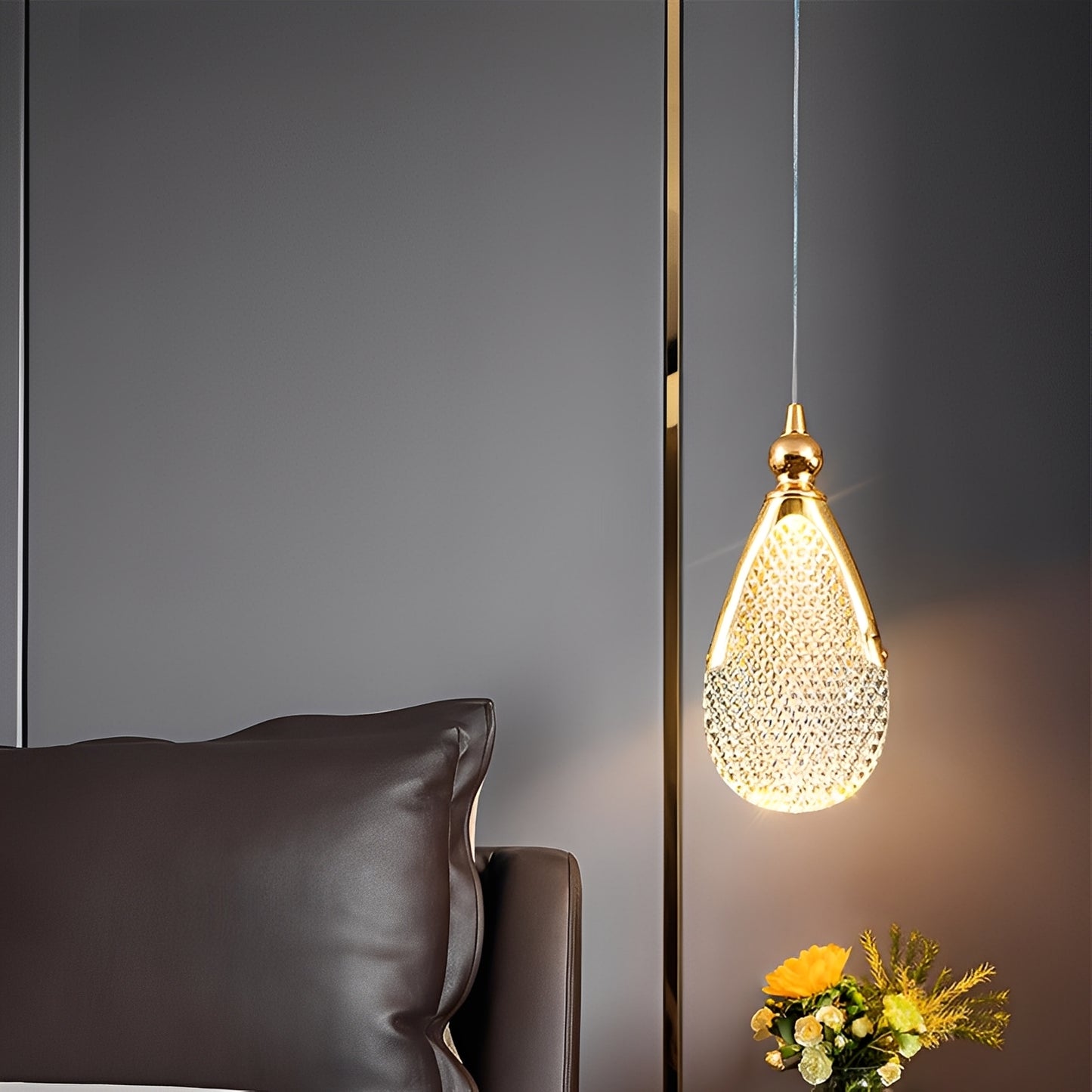 Himari – Goldene Kristall-Pendelleuchte