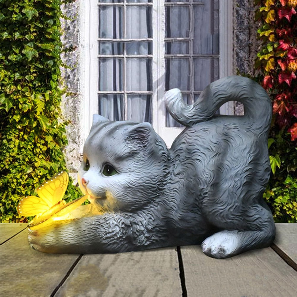 GardenPaws – Solarlampen mit Katzen & Schmetterlings-Design