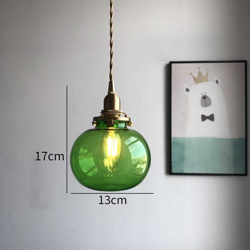 Mitsue – Japanische Retro Messing-Glas Pendelleuchte