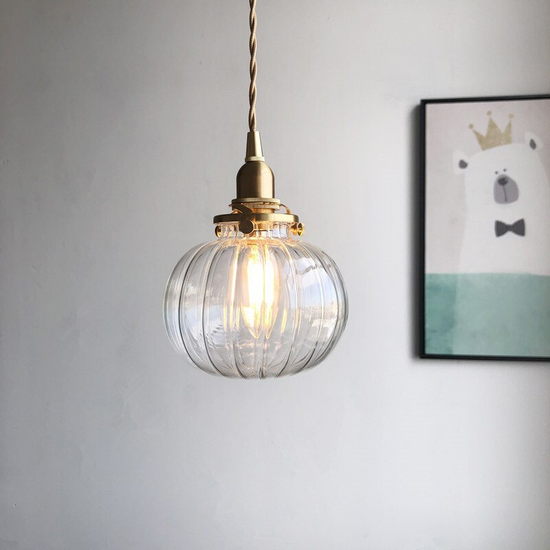 Mitsue – Japanische Retro Messing-Glas Pendelleuchte