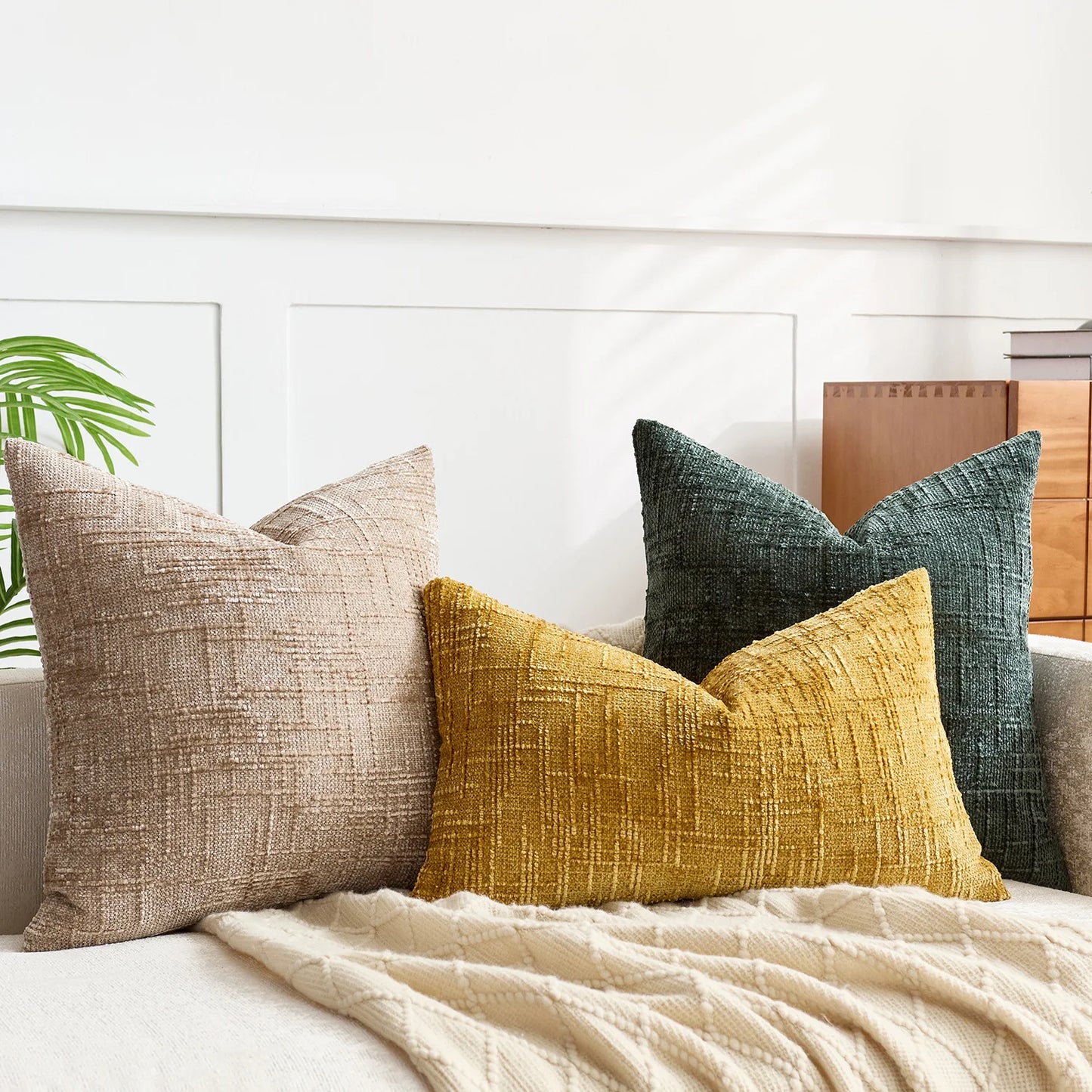Bamora – Chenille-Kissenbezug mit Bambusstruktur