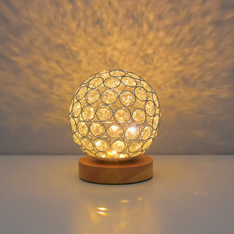 Shaira – Kristall-Tischlampe mit USB-Aufladung