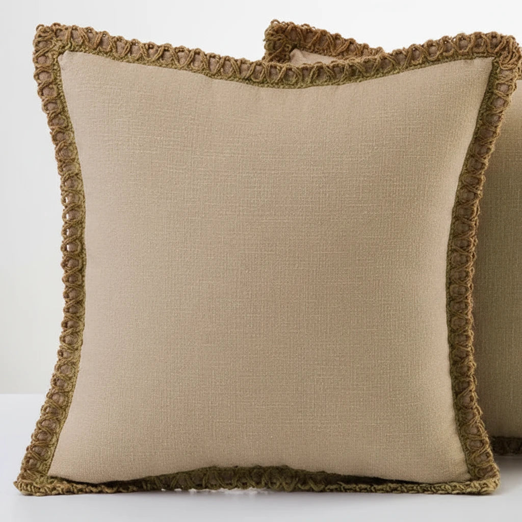 Hempra – Kissenbezug mit Hanfseil-Detail