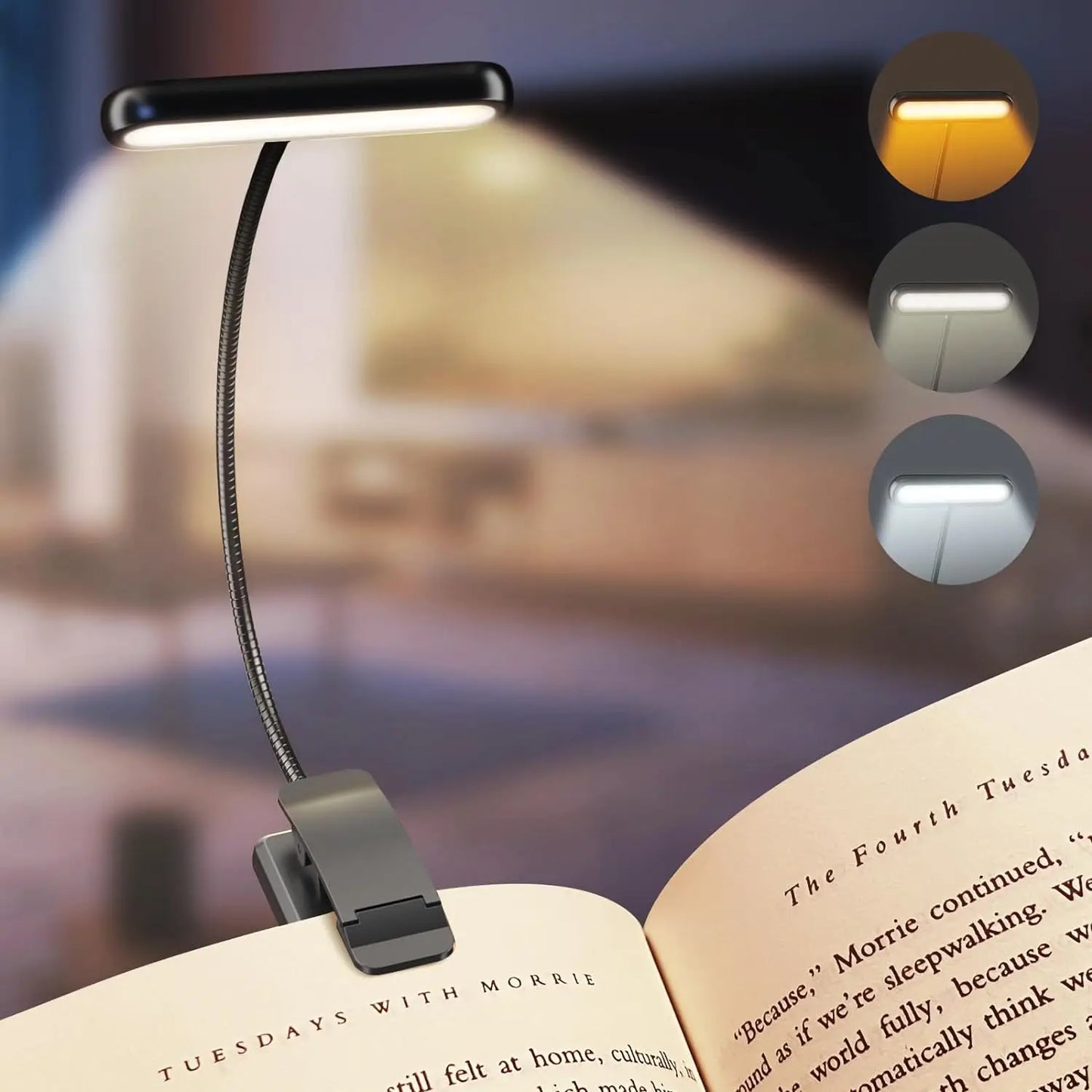 Luna – Klemmlampe mit Batterieanzeige