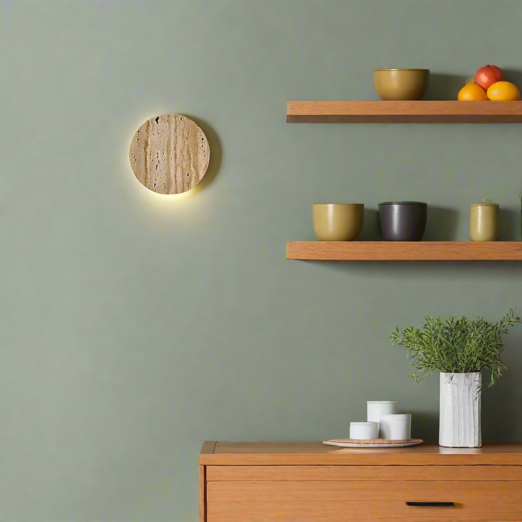Sanya – Wabi Sabi Travertin-Wandlampe