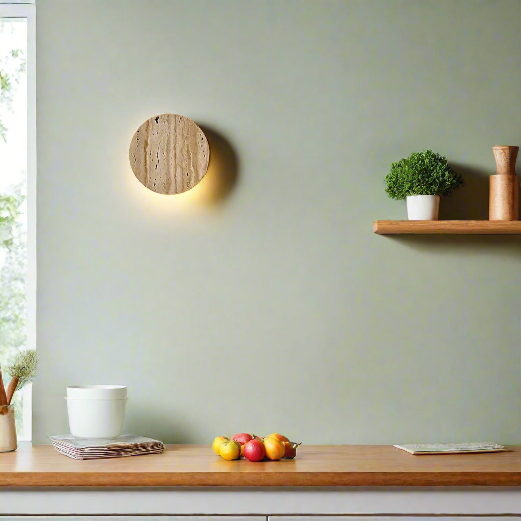 Sanya – Wabi Sabi Travertin-Wandlampe