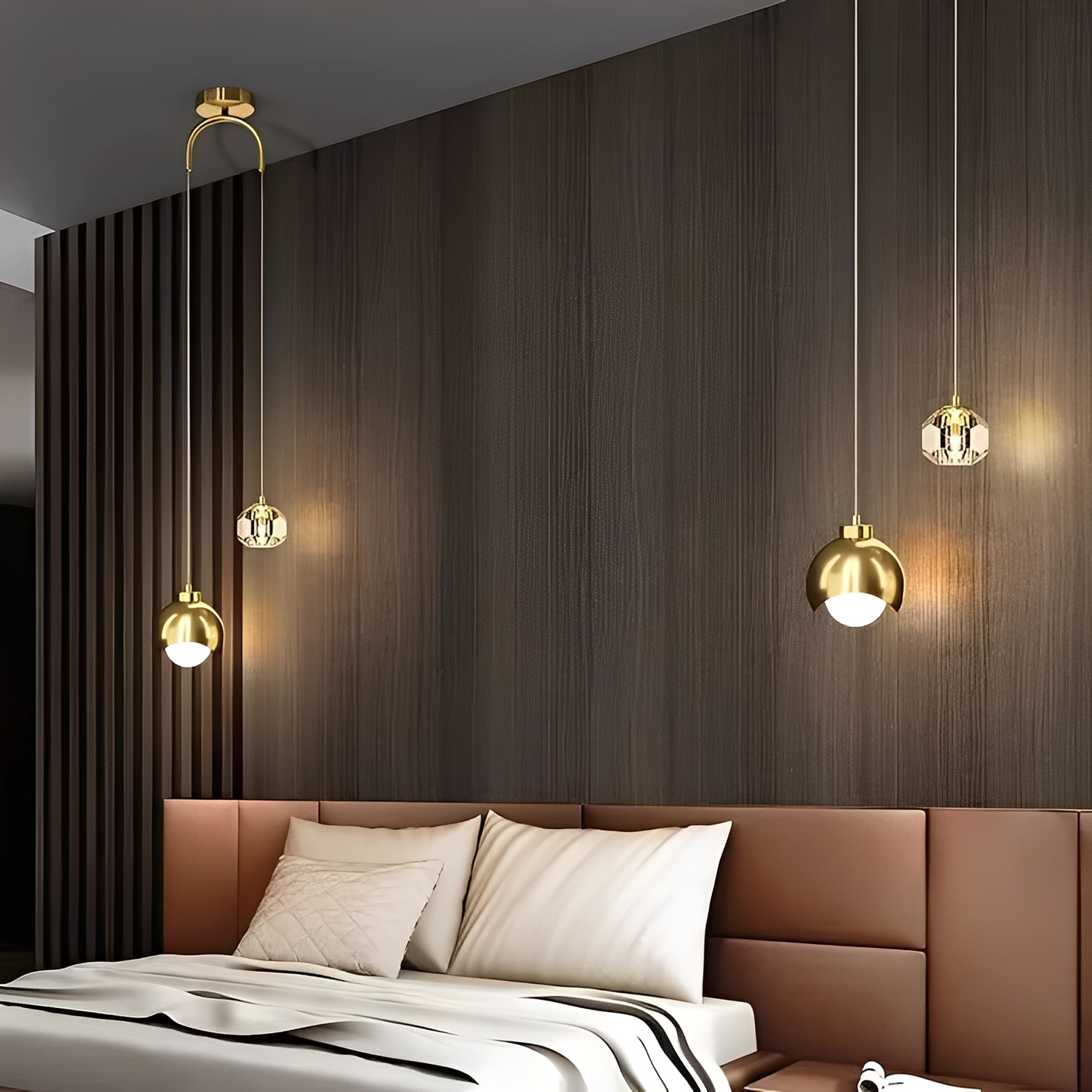 Zaldy – Goldene Lichtluxus Kristall-Pendelleuchte