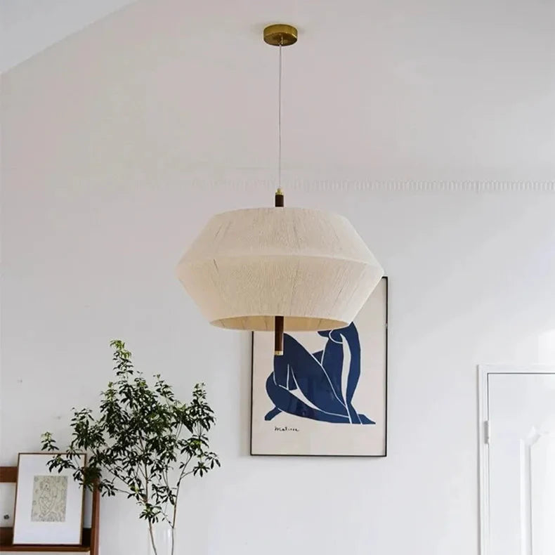Suki – Retro Holzstoff Schlafzimmer-Pendelleuchte