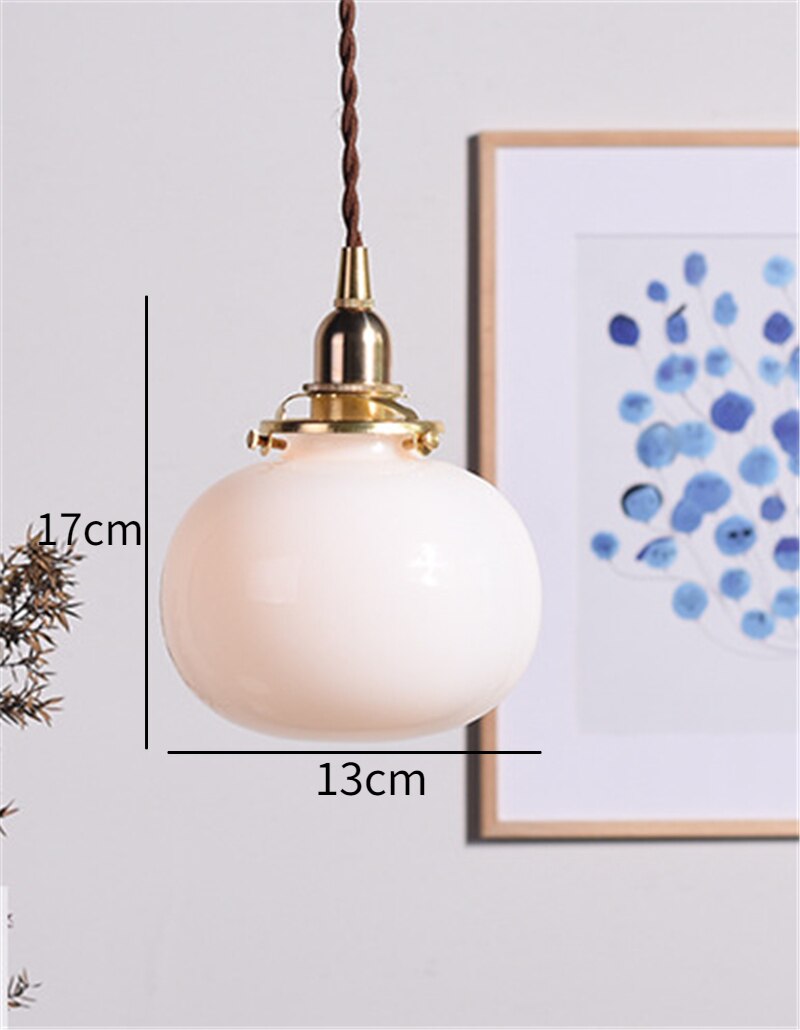 Mitsue – Japanische Retro Messing-Glas Pendelleuchte