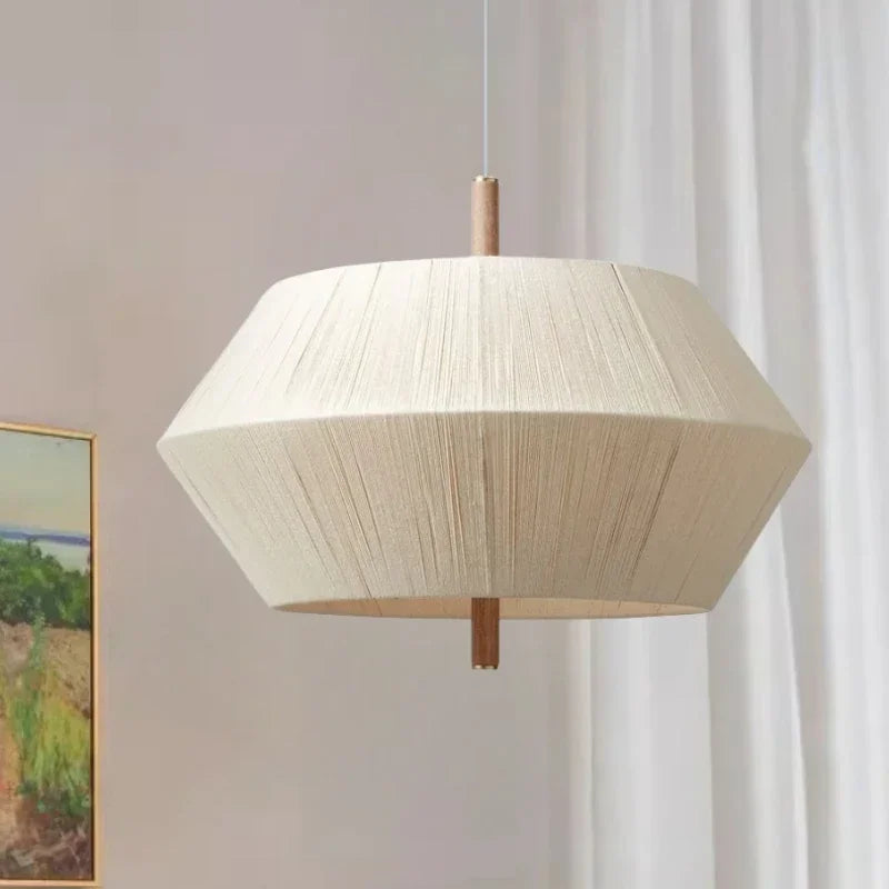 Suki – Retro Holzstoff Schlafzimmer-Pendelleuchte