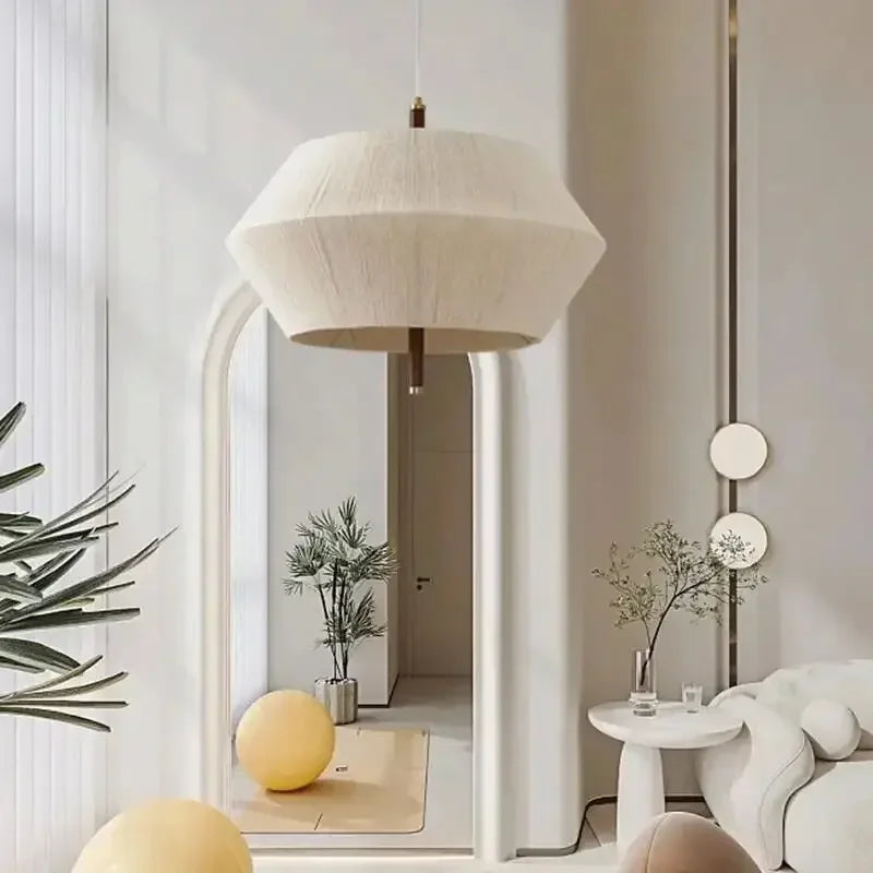 Suki – Retro Holzstoff Schlafzimmer-Pendelleuchte