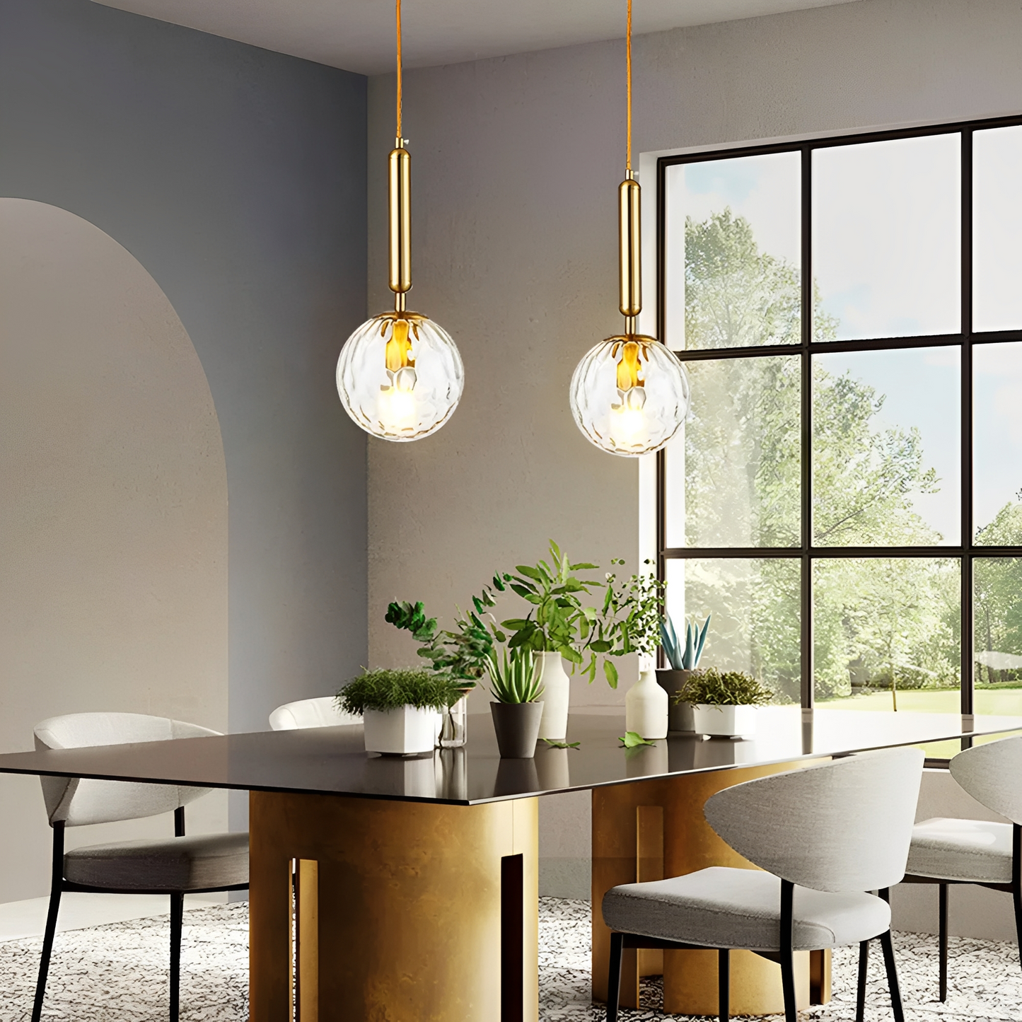 Sean – Moderne Schwarze und Goldene Pendelleuchte