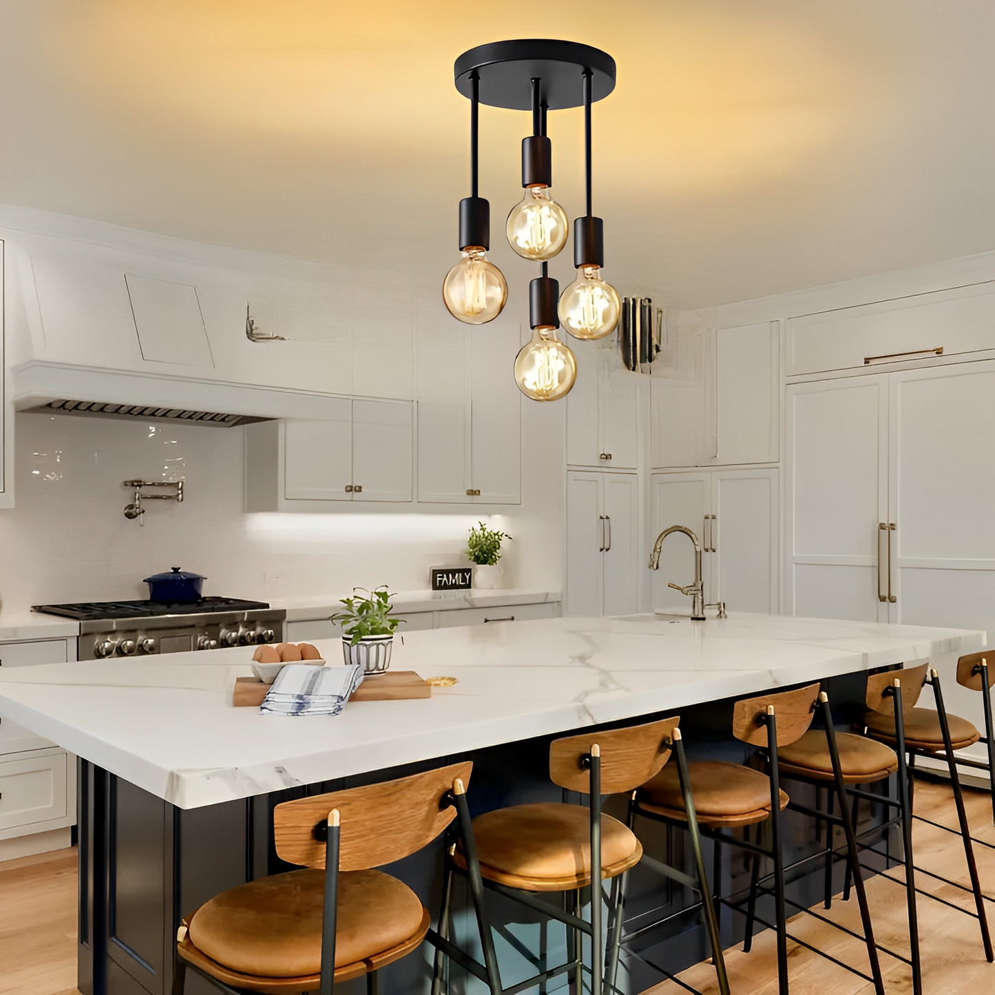 Arden – Schwarze Deckenlampe mit 4 verstellbaren Strahlern im Industrie-Design