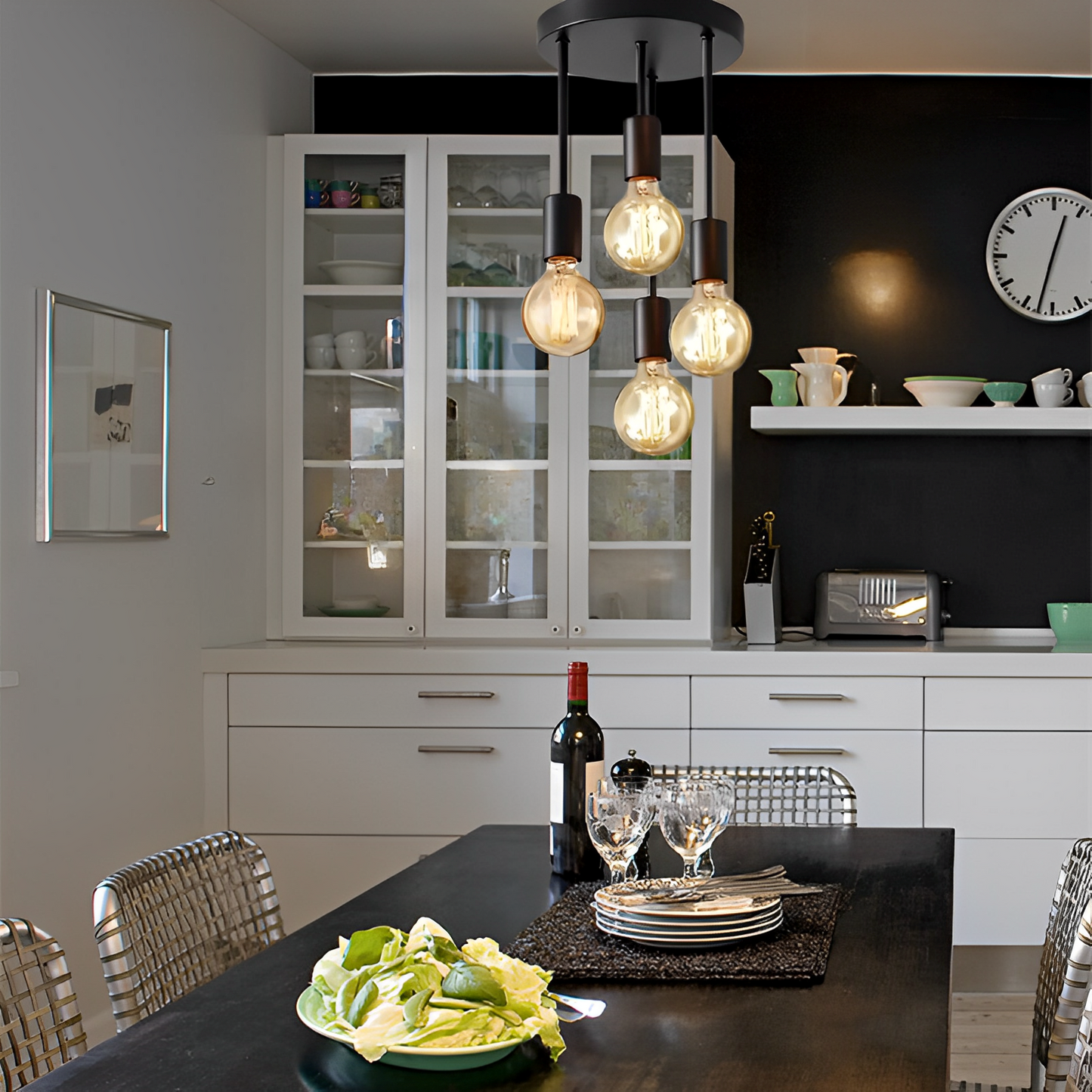 Arden – Schwarze Deckenlampe mit 4 verstellbaren Strahlern im Industrie-Design