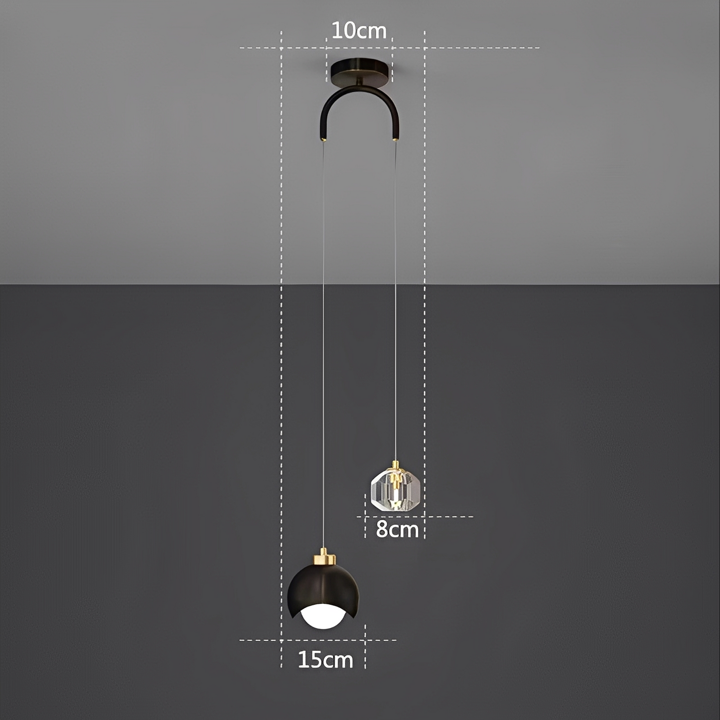 Zaldy – Goldene Lichtluxus Kristall-Pendelleuchte
