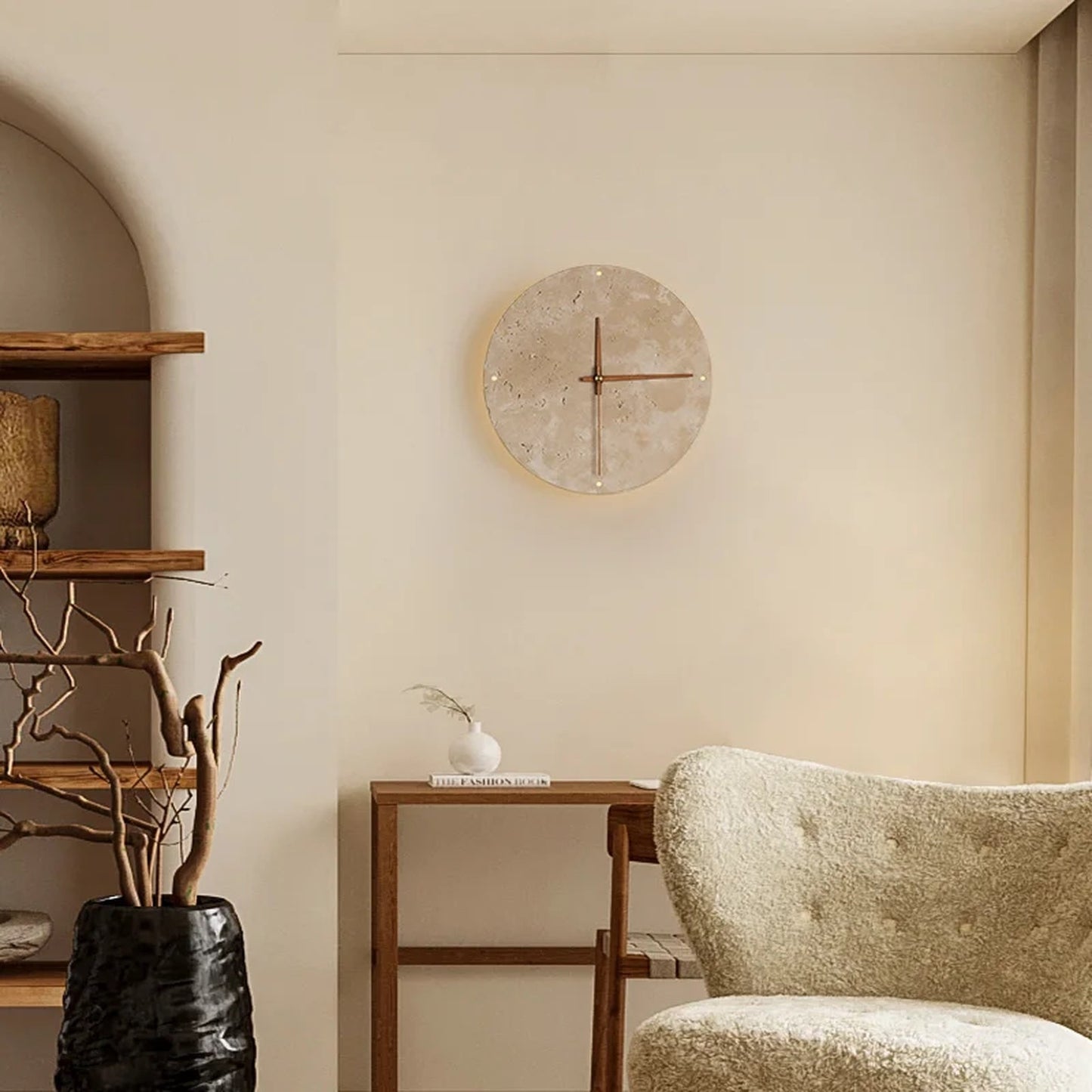 Solin – Runde Wanduhr in Steinoptik