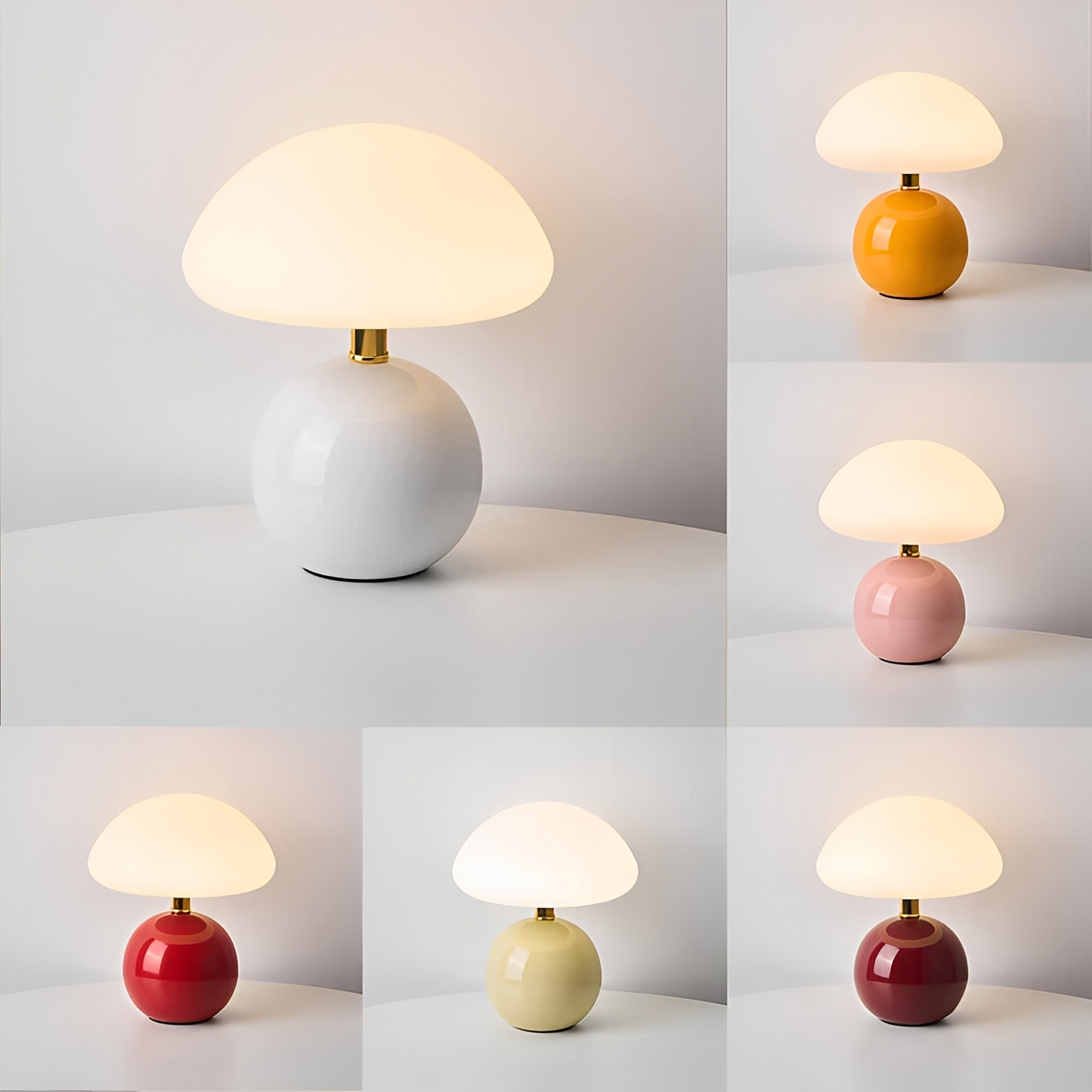 Nelly – Moderne Pilz-Tischlampe im Frost-Design