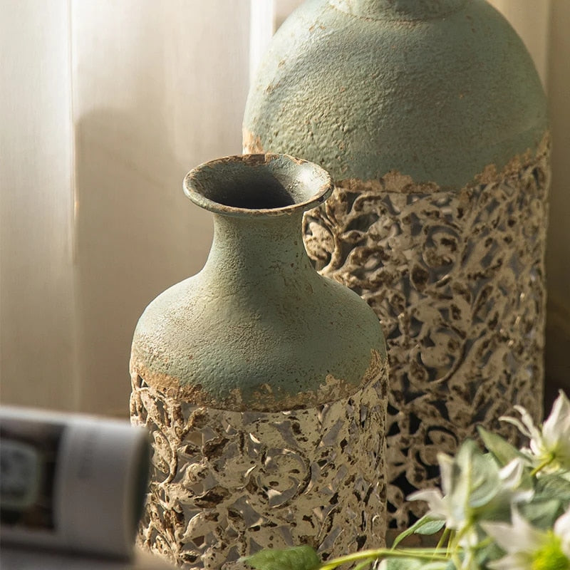 Denise – Retro Metallbodenvase