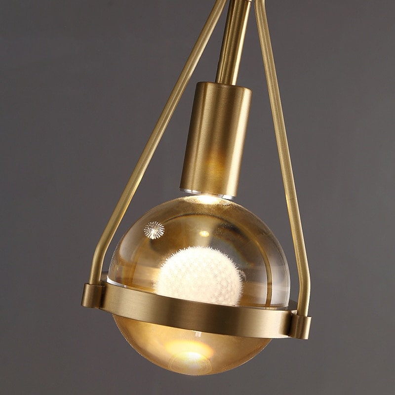 Maelis – Goldene Pusteblume Kristall-Pendelleuchte