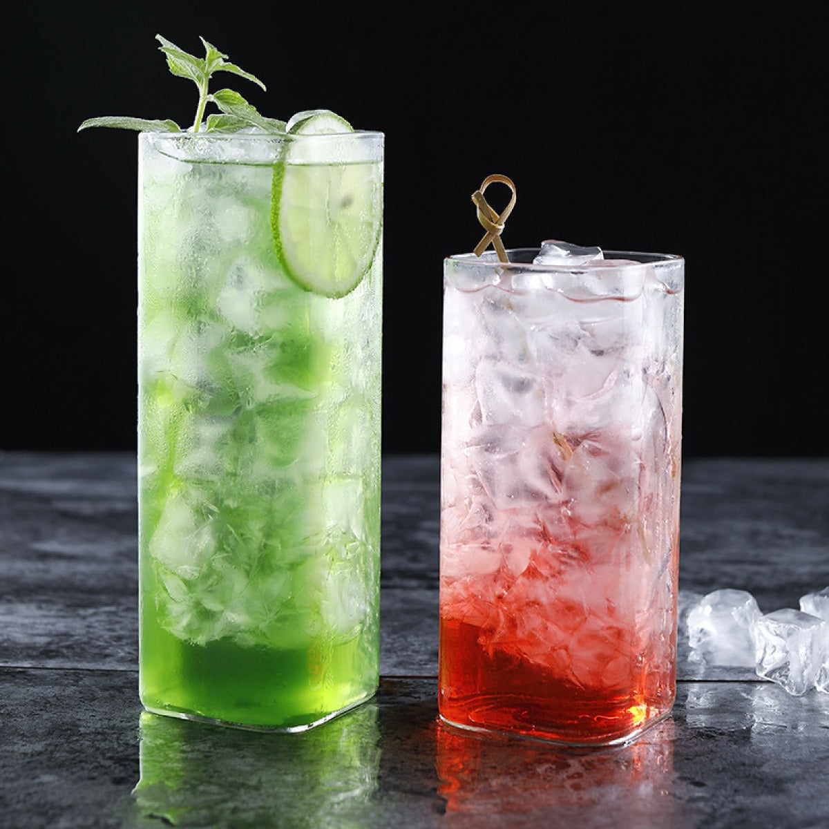 Jacob – Leichtes Quadrat‑Bubble Saft‑Cocktailglas