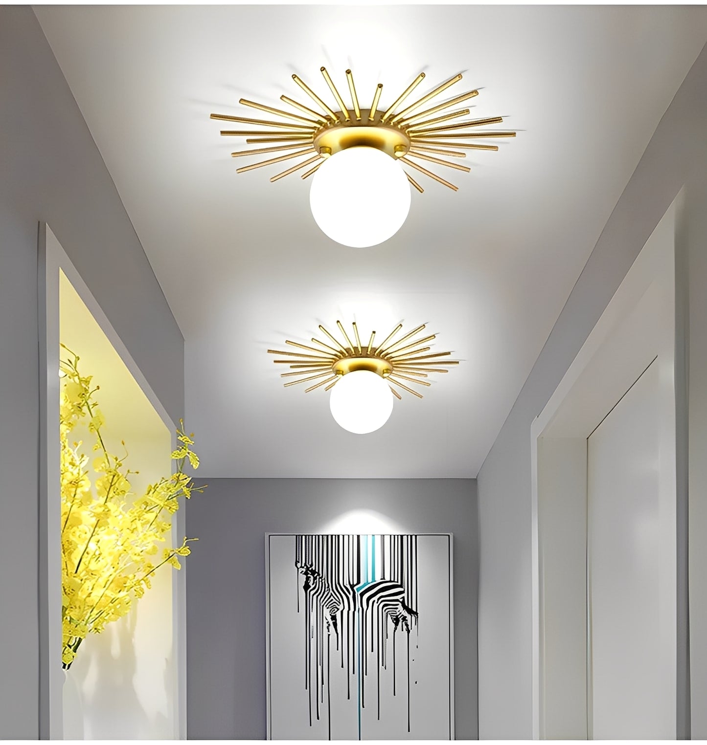 Solena – Goldene Sonnenblumen Deckenleuchte