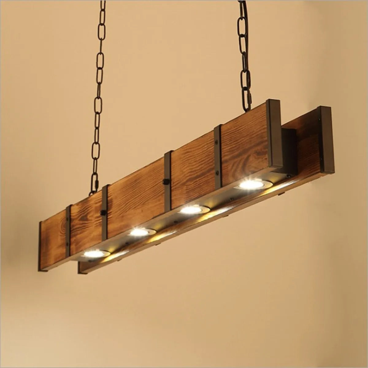 Bruno – Retro Industrielle Holz-Pendelleuchte