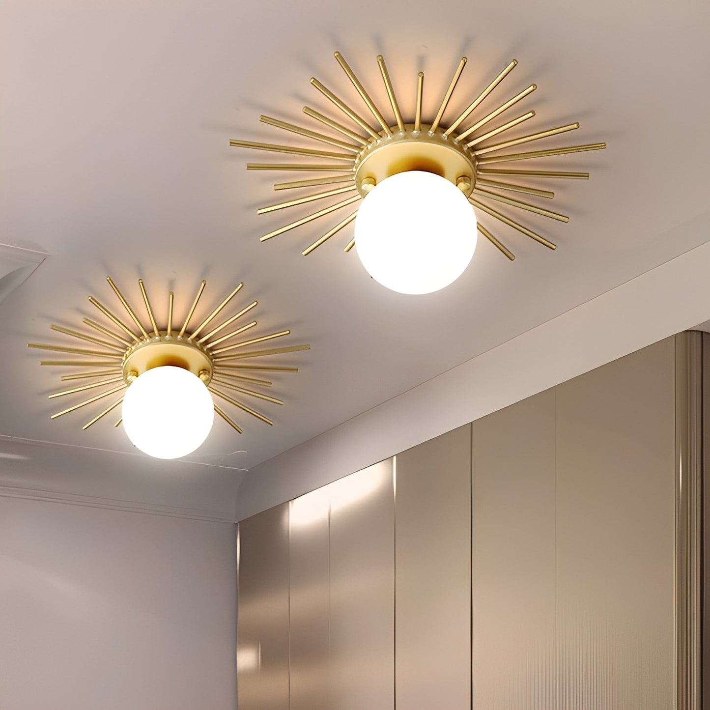 Solena – Goldene Sonnenblumen Deckenleuchte