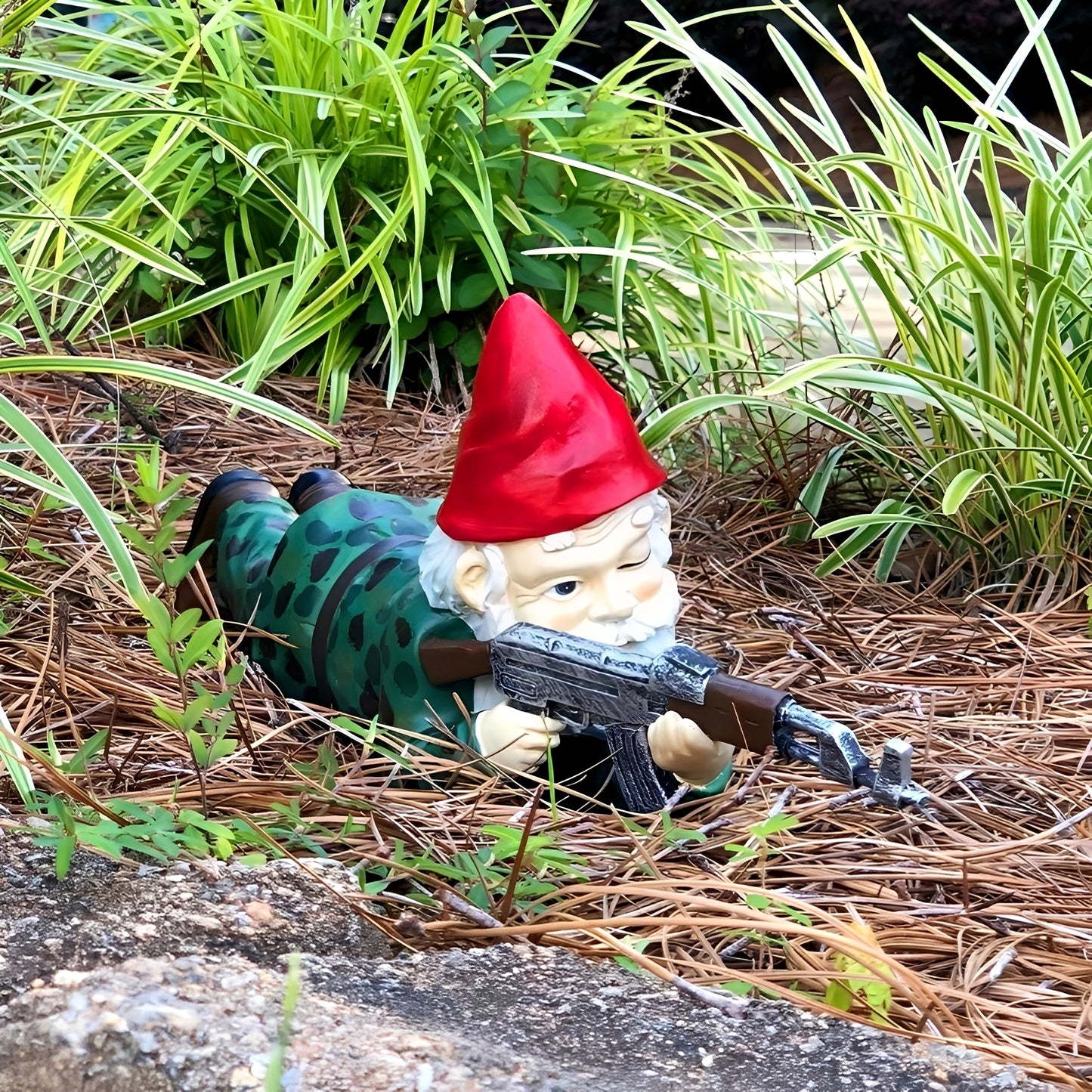 Fritz – Funny Garden Gnome in Camouflage Uniform