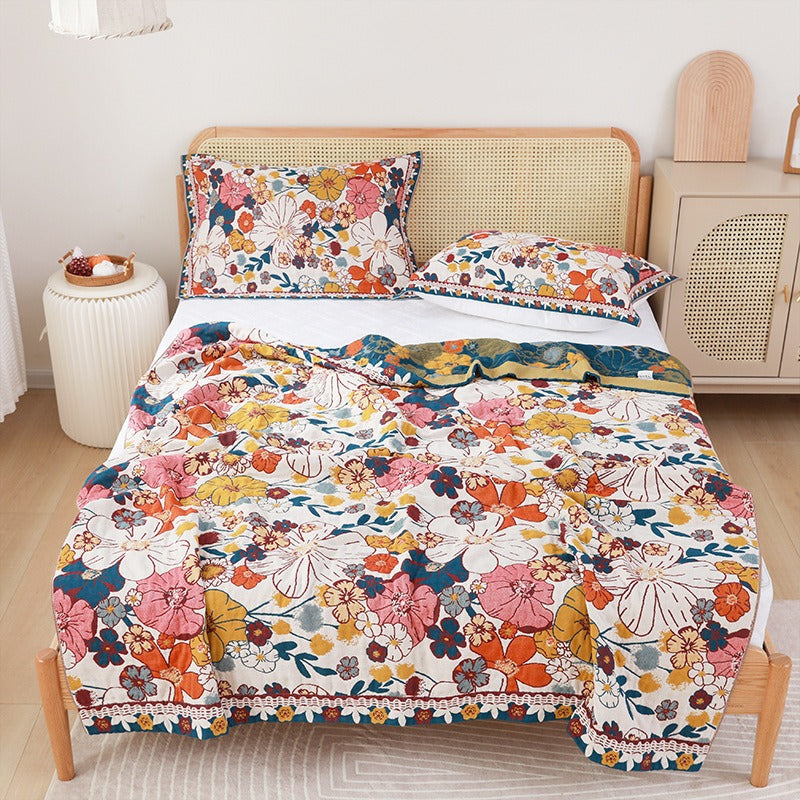 Flora – Baumwoll-Decke mit Blumenmuster