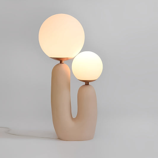 Mireille – Doppelte Designer-Tischlampe aus Harz und Glas