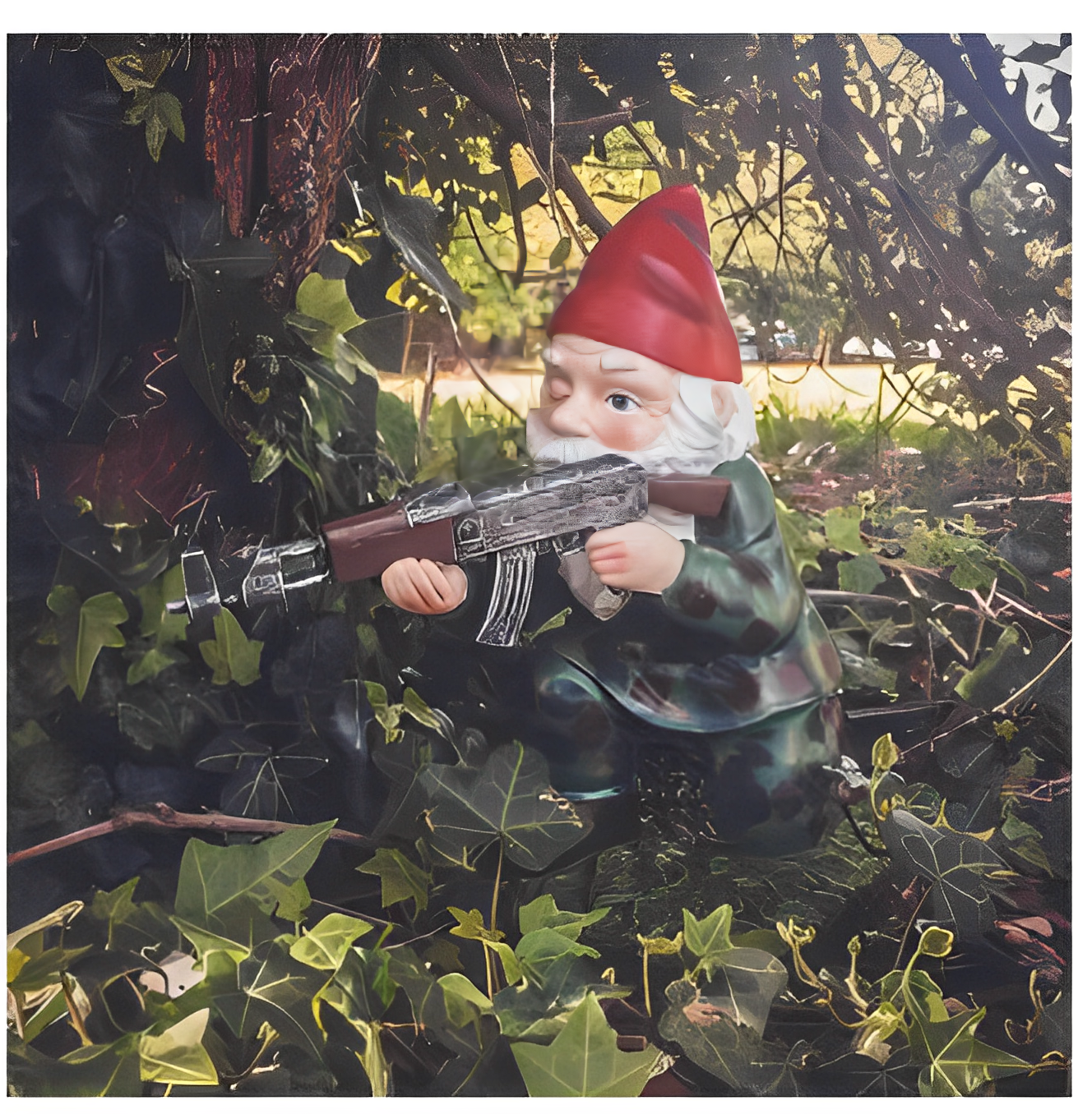 Fritz – Funny Garden Gnome in Camouflage Uniform