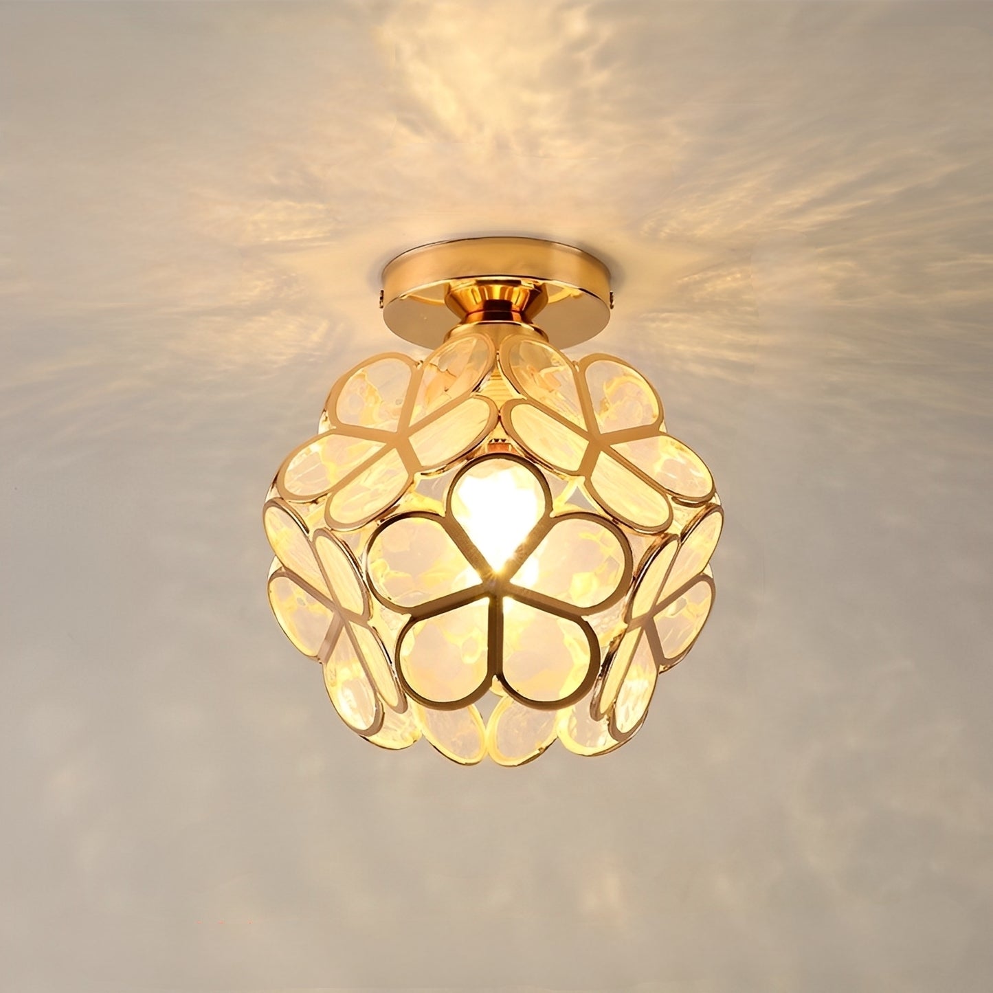 Floria – Buntglas-Deckenlampe im Retro-Stil
