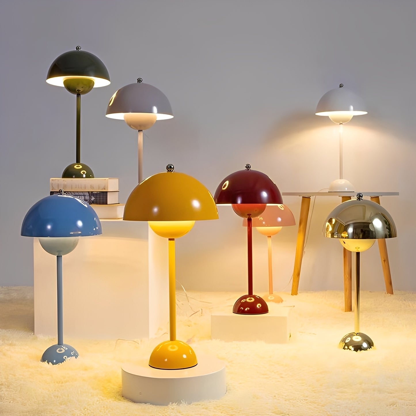 Isola – Mehrfarbige Pilzlampe aus Schmiedeeisen