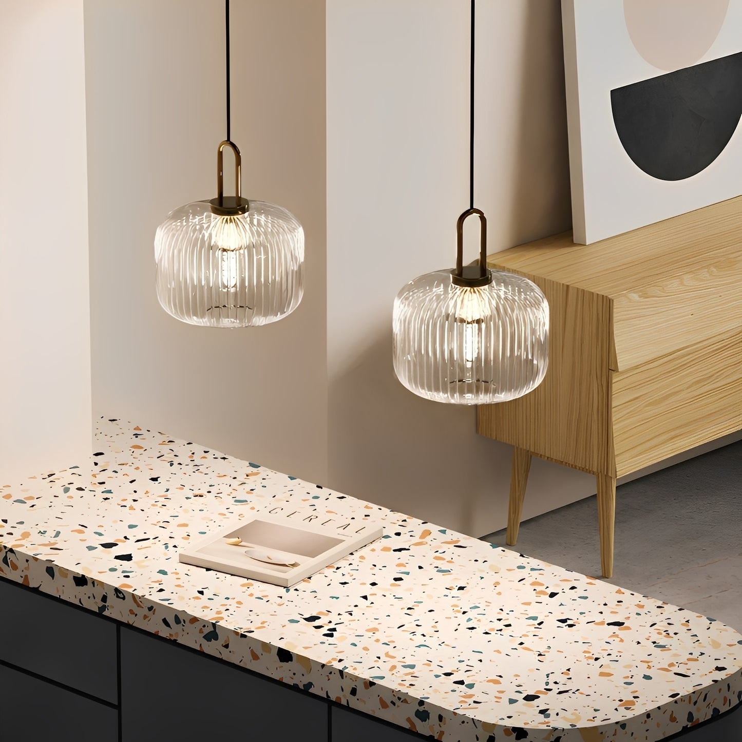 Kiyomitsu – Runde Glas-Pendelleuchte