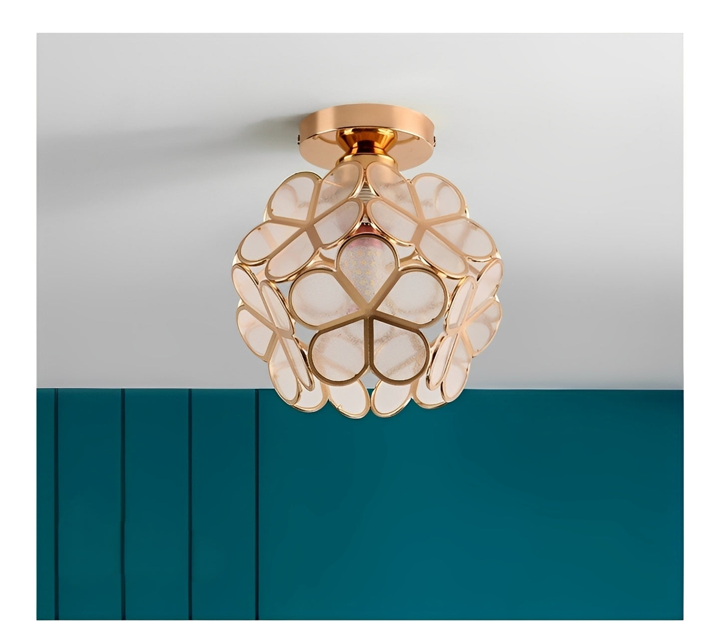 Floria – Buntglas-Deckenlampe im Retro-Stil