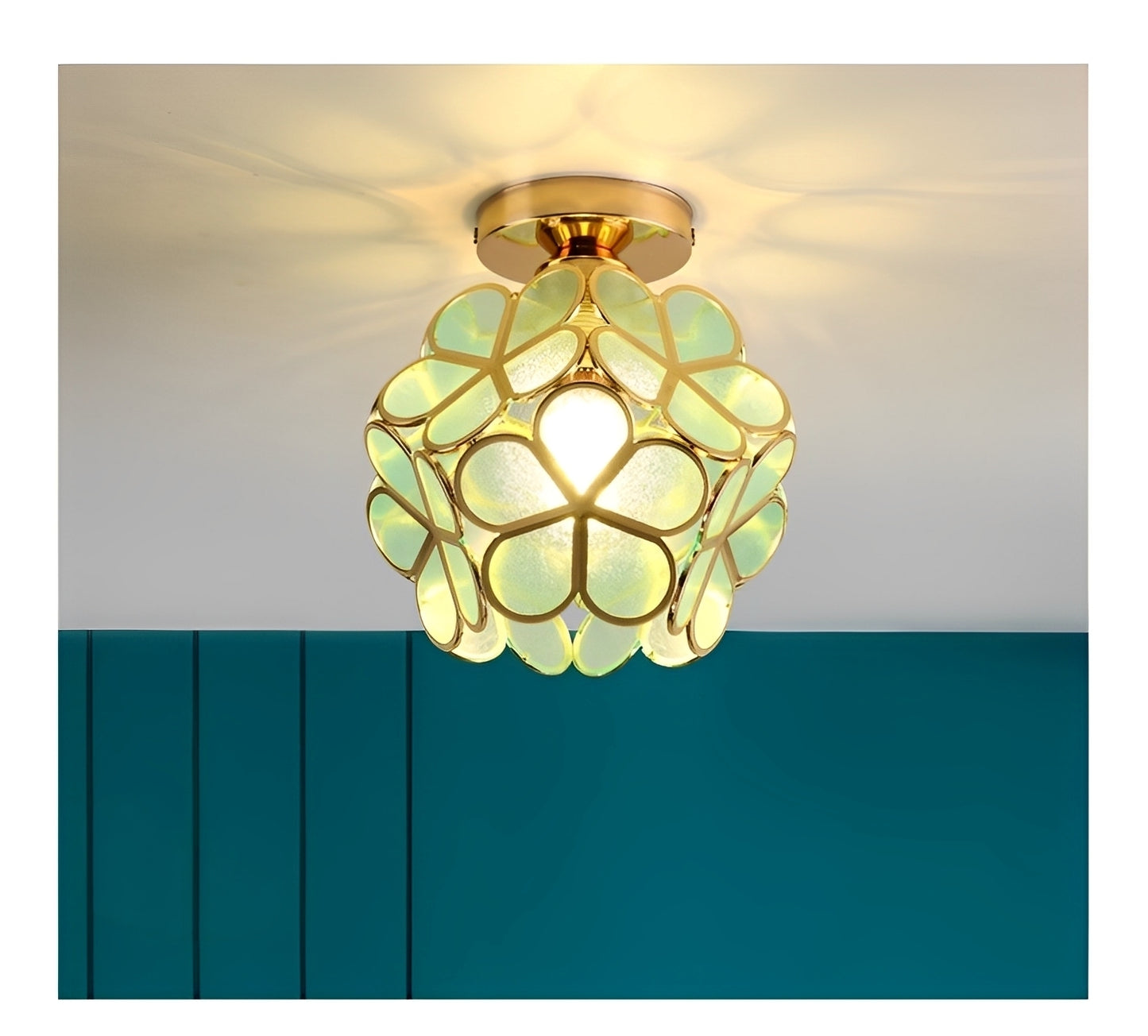 Floria – Buntglas-Deckenlampe im Retro-Stil