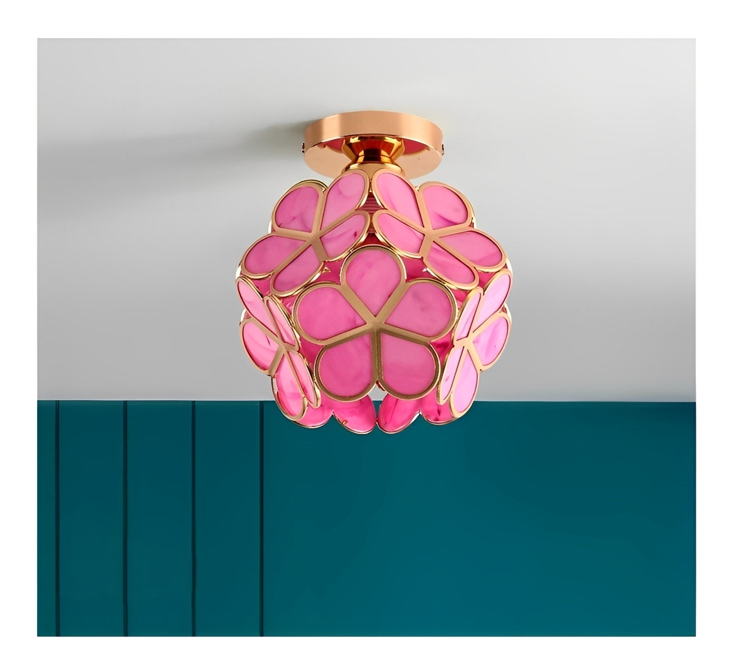 Floria – Buntglas-Deckenlampe im Retro-Stil