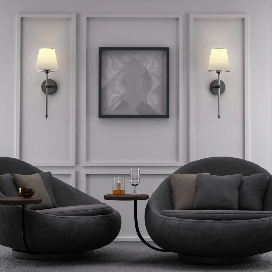 Noria – Elegante Kupfer-Stoffschirm Wandleuchte
