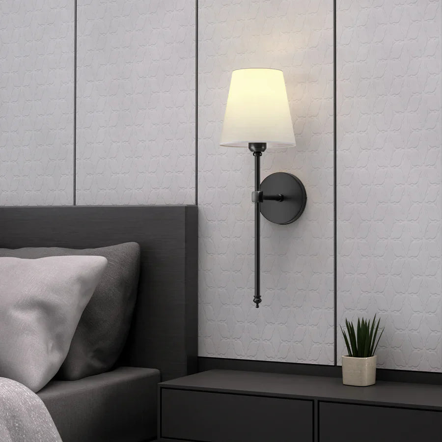 Noria – Elegante Kupfer-Stoffschirm Wandleuchte
