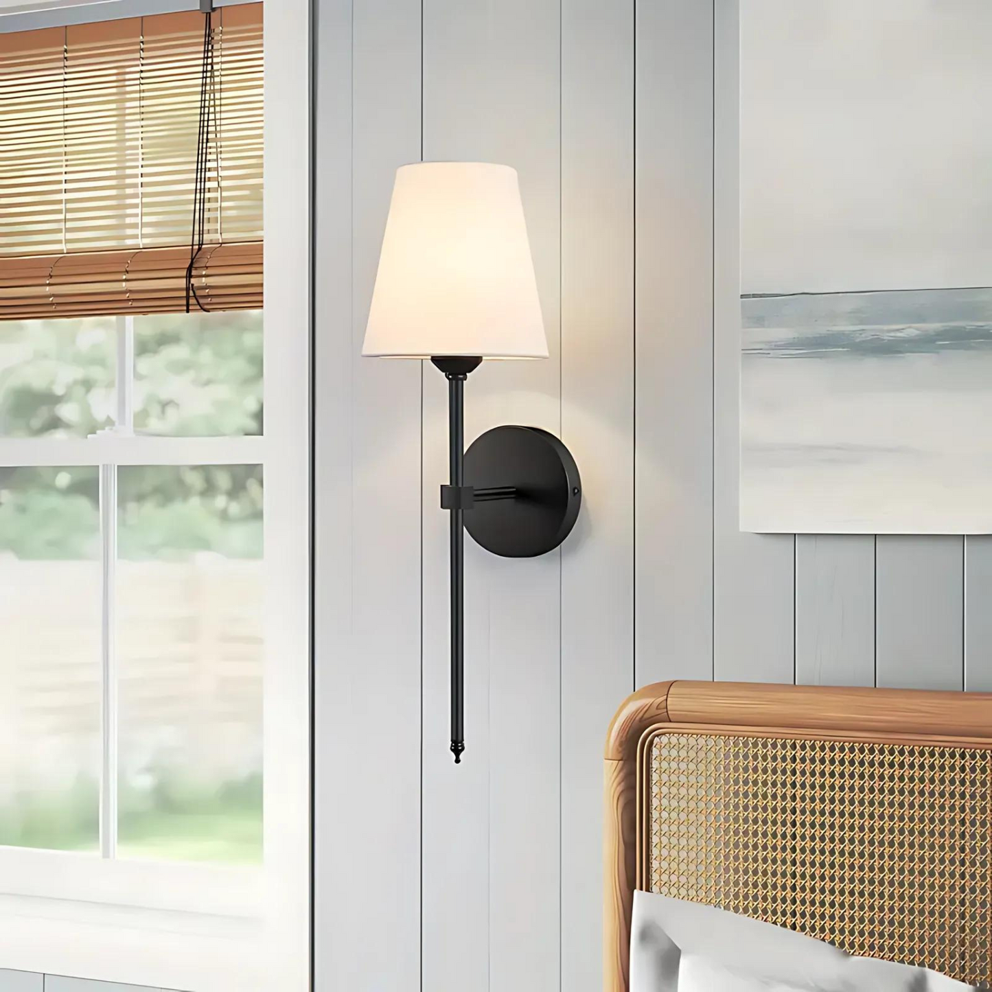 Noria – Elegante Kupfer-Stoffschirm Wandleuchte
