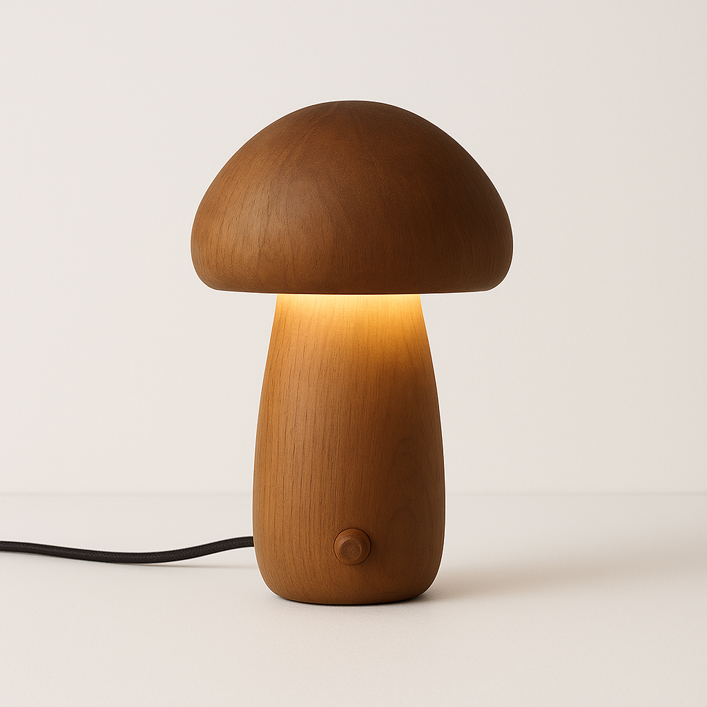 Mushka – Niedliche Holzpilz LED Nachtlampe