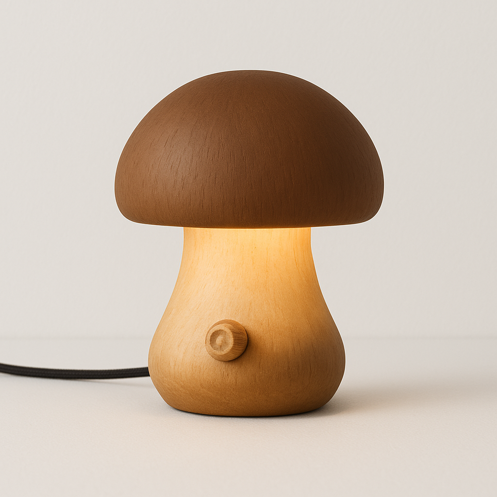 Mushka – Niedliche Holzpilz LED Nachtlampe