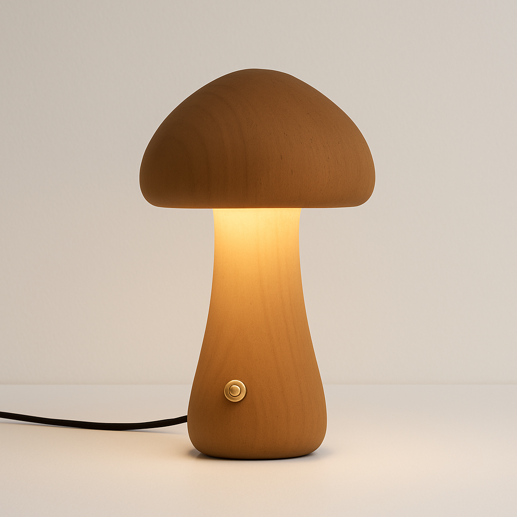 Mushka – Niedliche Holzpilz LED Nachtlampe